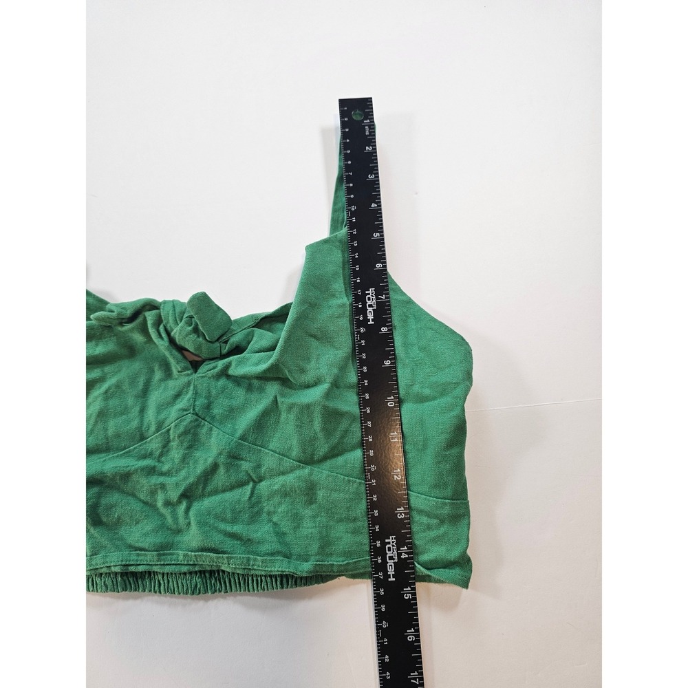 Universal Thread Crop Top Womens Medium Green Tie Front Summer Smocked Camisole - Picture 5 of 6